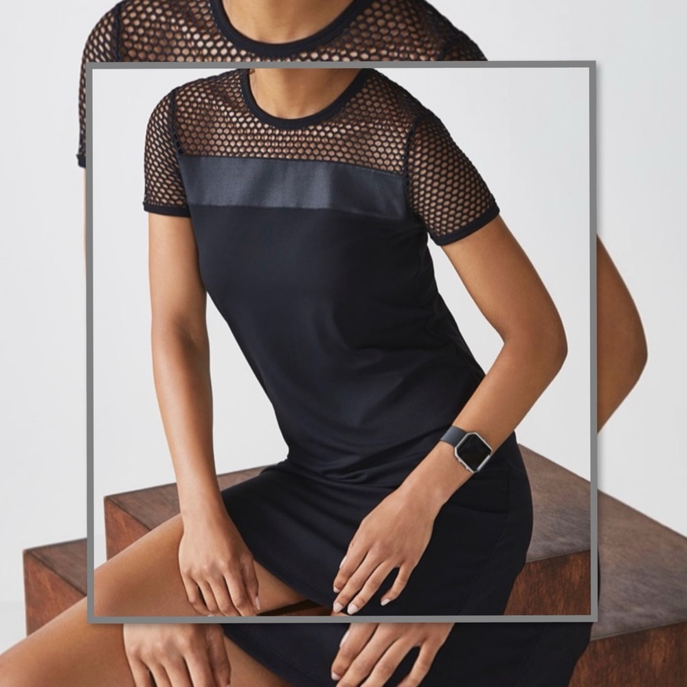 Fabletics Sara Black Mesh And Net Athletic Dress M - image 1